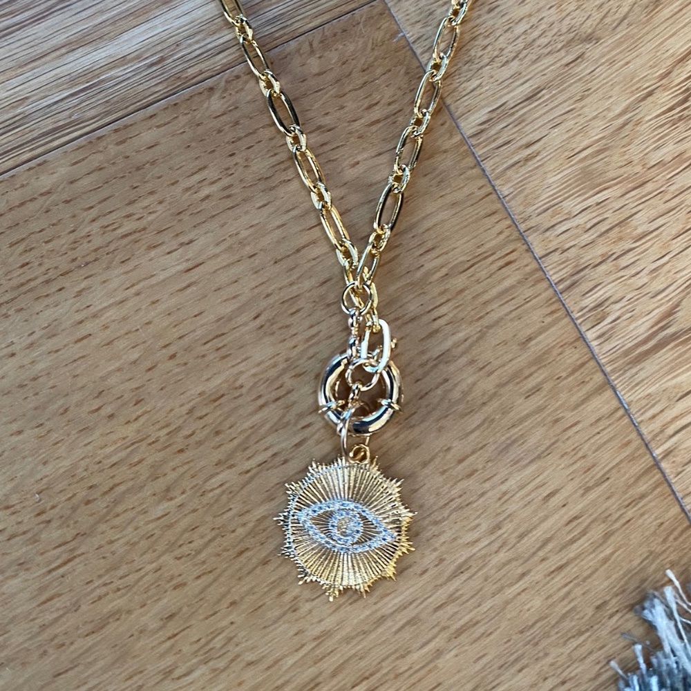 Gold Evil Eye Pendant Necklace